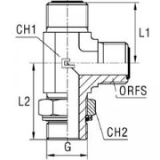 Тройник 9TOD-6-1/4" ORFS(Ш)9/16 - ORFS(Ш)9/16 - BSP(Ш.Г)1/4