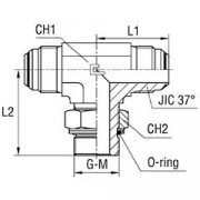 Тройник TOL-12-1/2  JIC(Ш)3/4" - BSP(Ш.Г)1/2" - JIC(Ш)3/4"